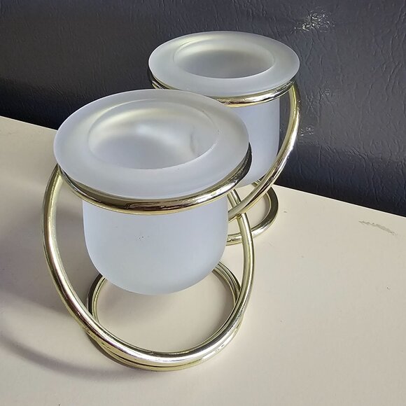 PartyLite Gemini Votive Candle Holder 3.5" gold holders frosted glass glam gold - Picture 8 of 14